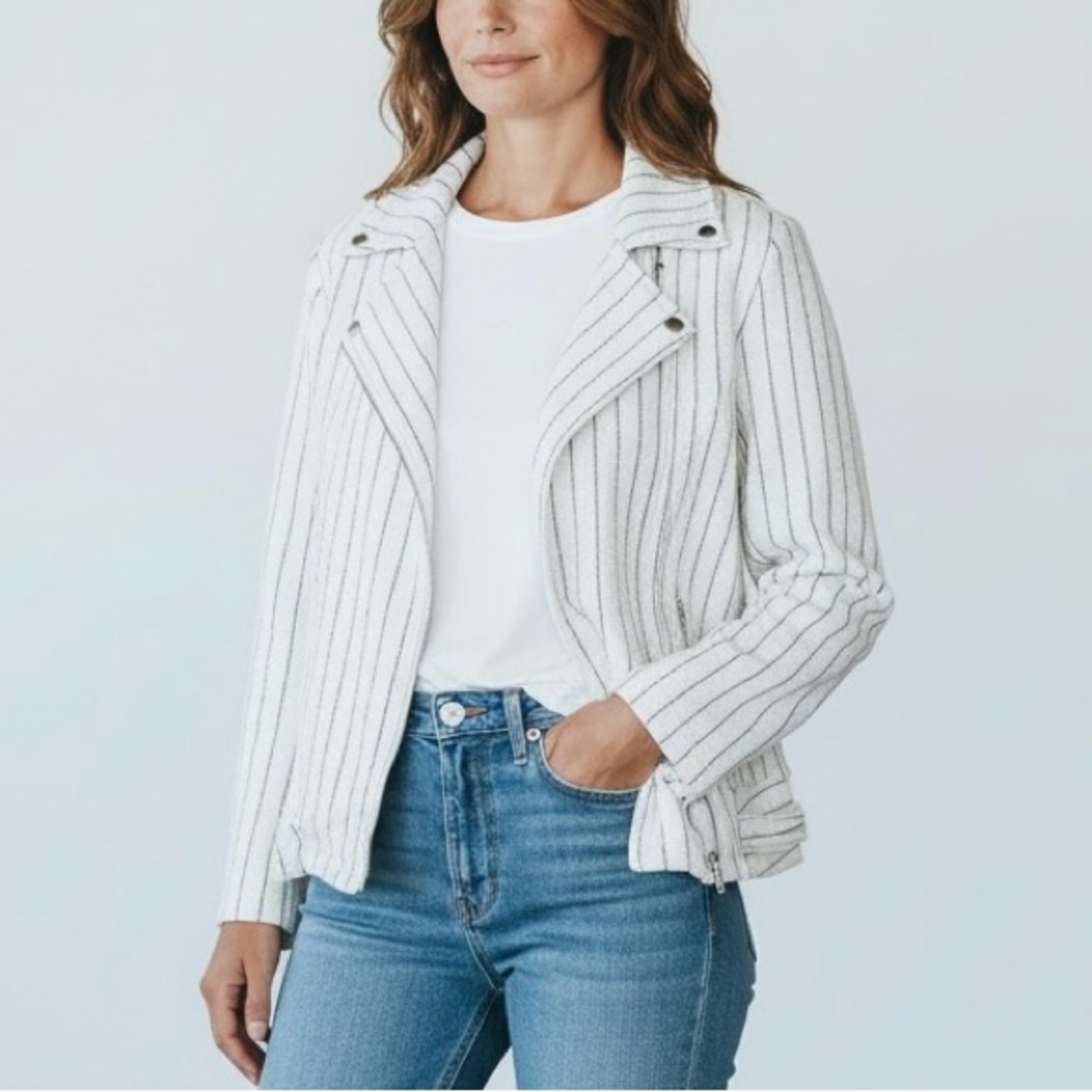 Pixley Stitch Fix Women’s Motley Knit Moto Jacket Off White Size Small